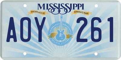 MS license plate AOY261