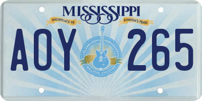 MS license plate AOY265