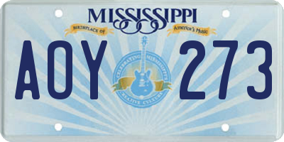 MS license plate AOY273