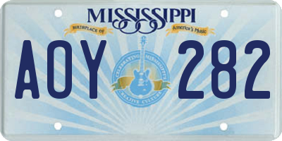 MS license plate AOY282