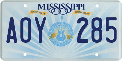 MS license plate AOY285