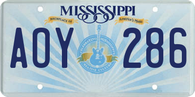 MS license plate AOY286