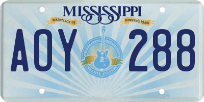 MS license plate AOY288