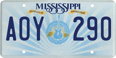 MS license plate AOY290