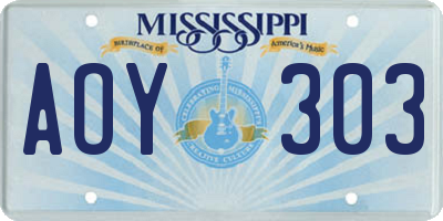 MS license plate AOY303