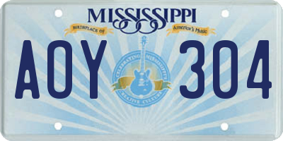 MS license plate AOY304