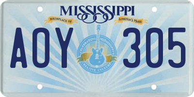 MS license plate AOY305