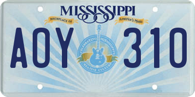 MS license plate AOY310