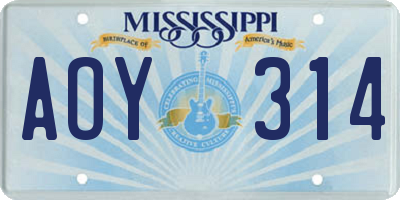 MS license plate AOY314