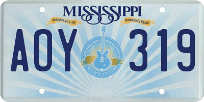 MS license plate AOY319