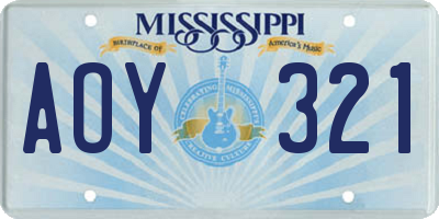 MS license plate AOY321