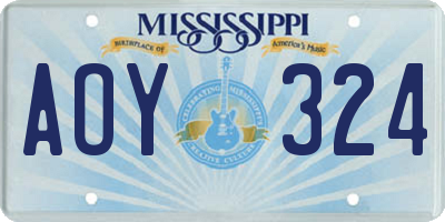 MS license plate AOY324