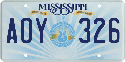 MS license plate AOY326