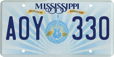 MS license plate AOY330