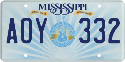 MS license plate AOY332