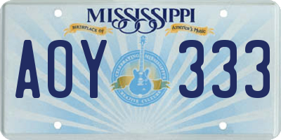 MS license plate AOY333