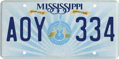 MS license plate AOY334