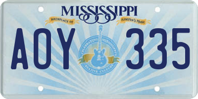 MS license plate AOY335