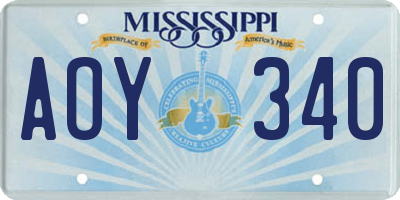 MS license plate AOY340