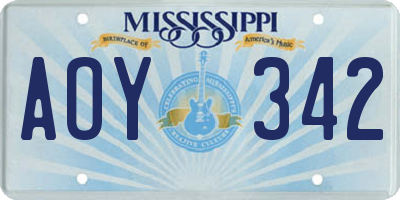 MS license plate AOY342