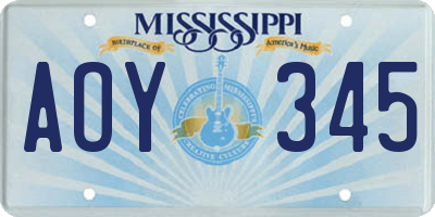 MS license plate AOY345