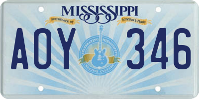 MS license plate AOY346