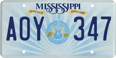 MS license plate AOY347