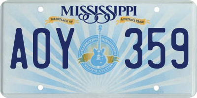 MS license plate AOY359