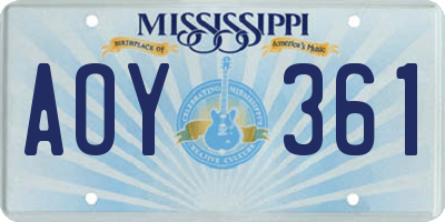 MS license plate AOY361