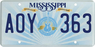 MS license plate AOY363