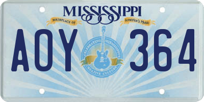 MS license plate AOY364