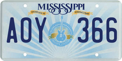 MS license plate AOY366