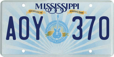 MS license plate AOY370