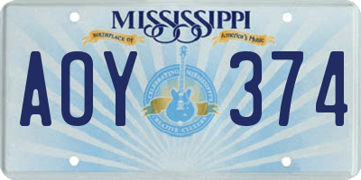 MS license plate AOY374