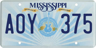 MS license plate AOY375