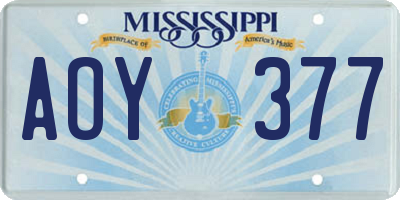 MS license plate AOY377