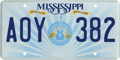 MS license plate AOY382