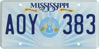 MS license plate AOY383