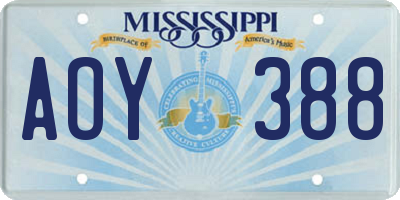 MS license plate AOY388