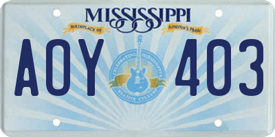 MS license plate AOY403