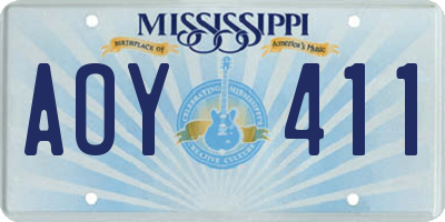 MS license plate AOY411