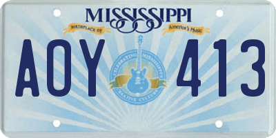 MS license plate AOY413