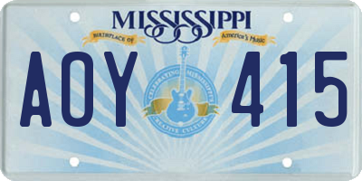 MS license plate AOY415