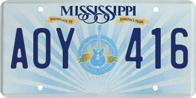 MS license plate AOY416
