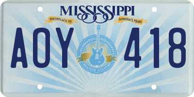 MS license plate AOY418