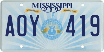 MS license plate AOY419