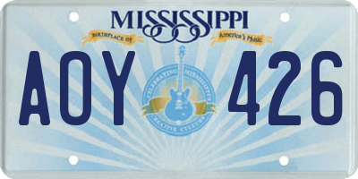 MS license plate AOY426