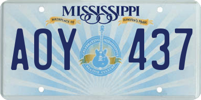 MS license plate AOY437
