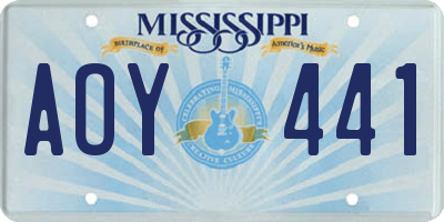 MS license plate AOY441