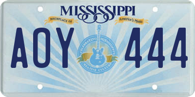 MS license plate AOY444